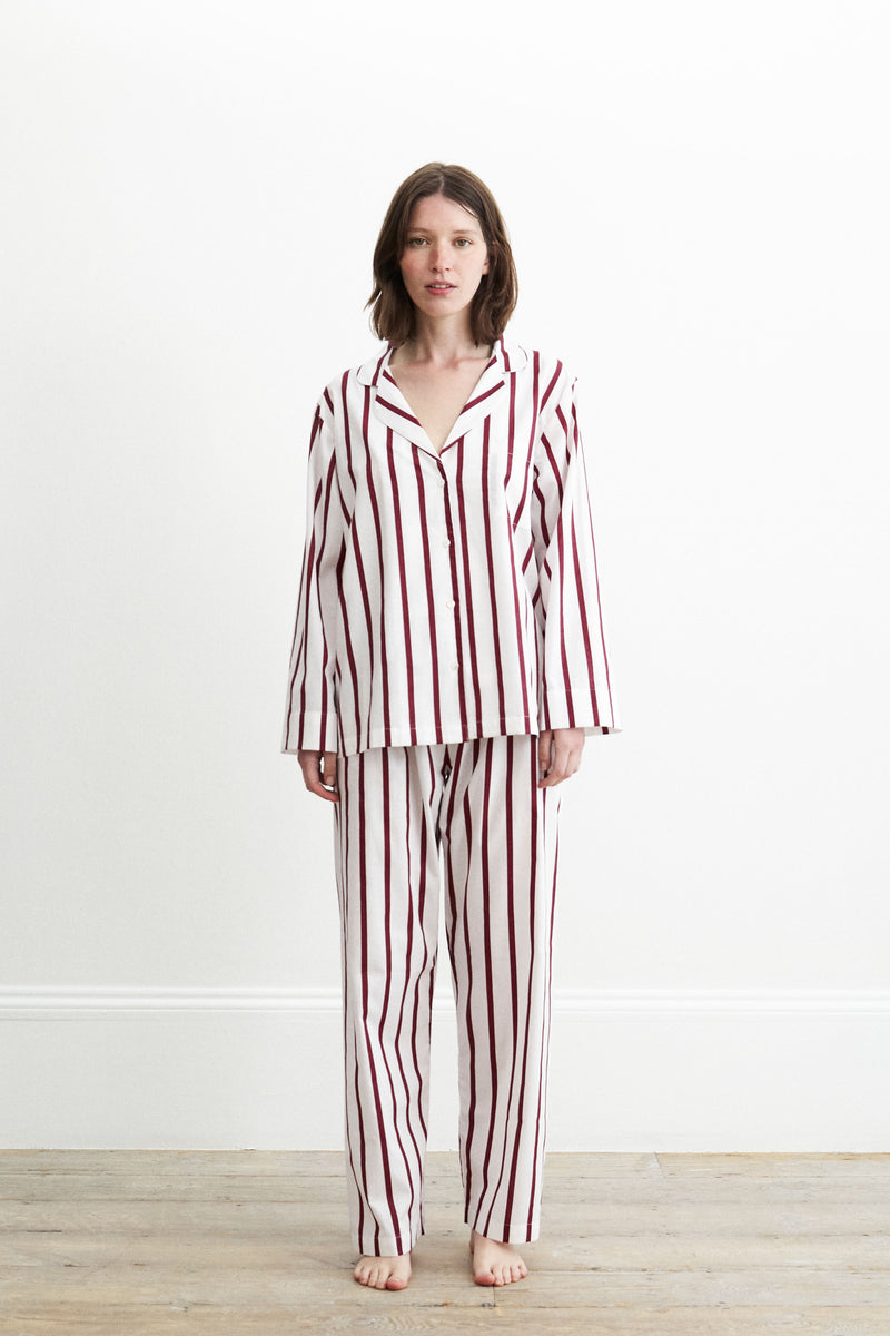 Classic Claret Stripe Pyjama Set