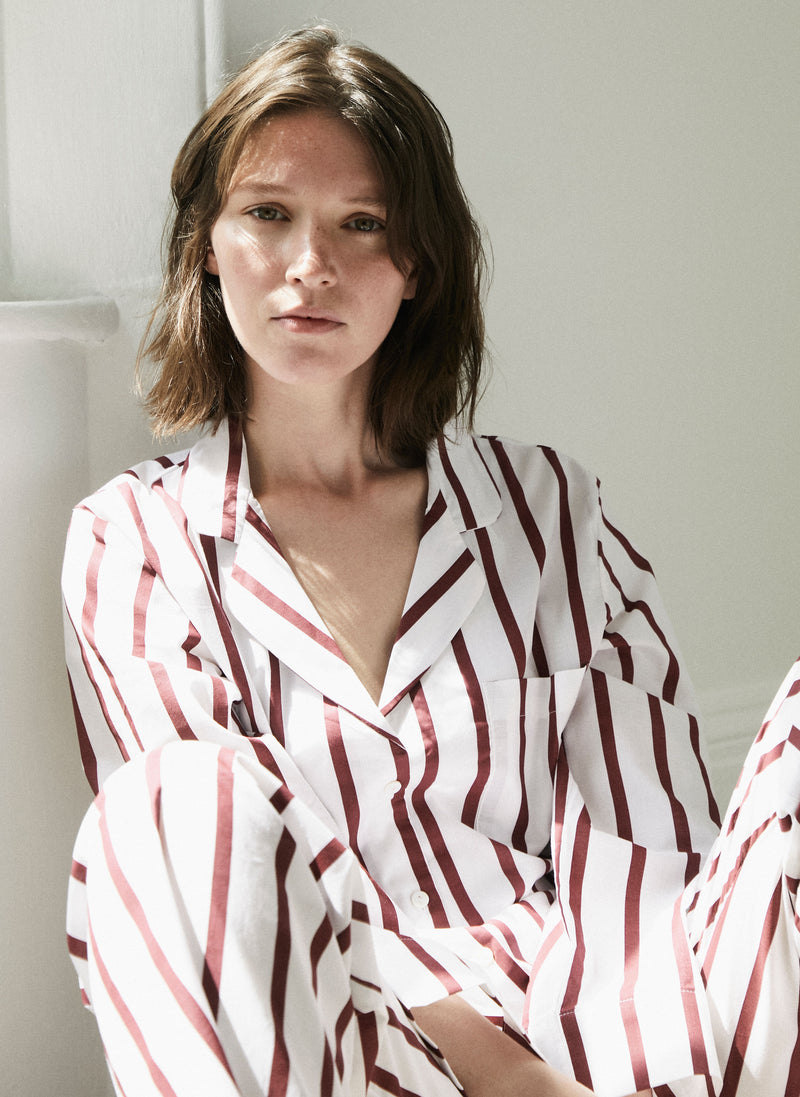 Classic Claret Stripe Pyjama Set