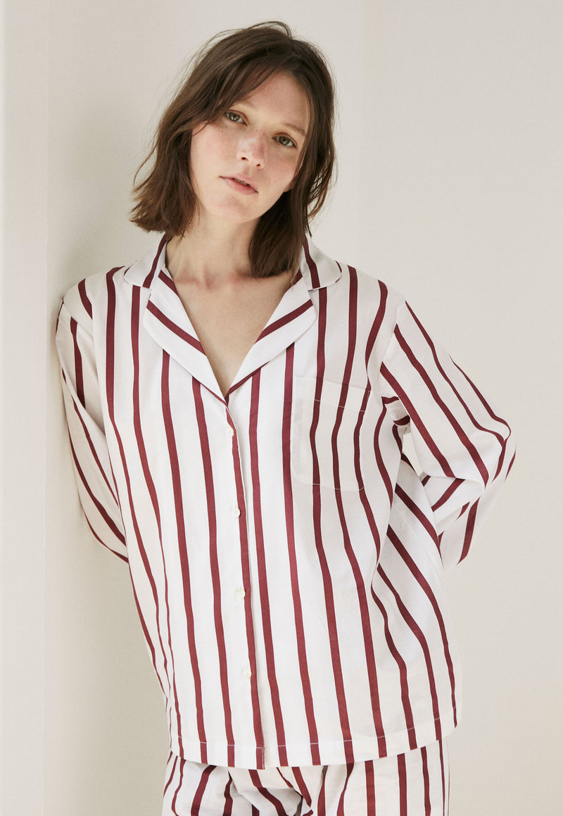 Classic Claret Stripe Pyjama Set