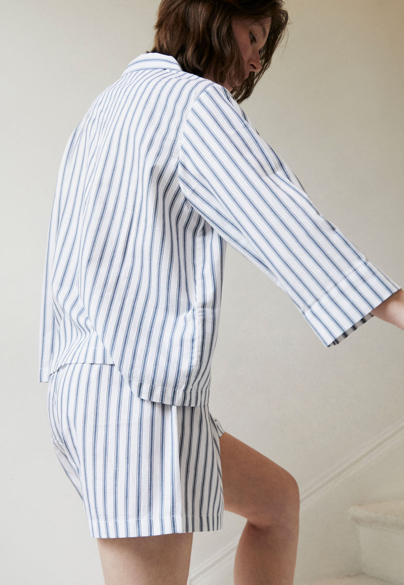 Relaxed Ticking Stripe Shorts Set