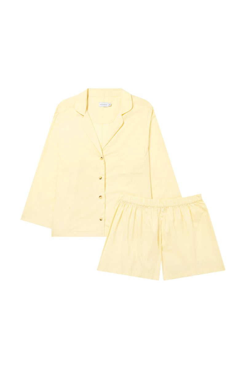 Relaxed Pale Yellow Pyjama Shorts Set